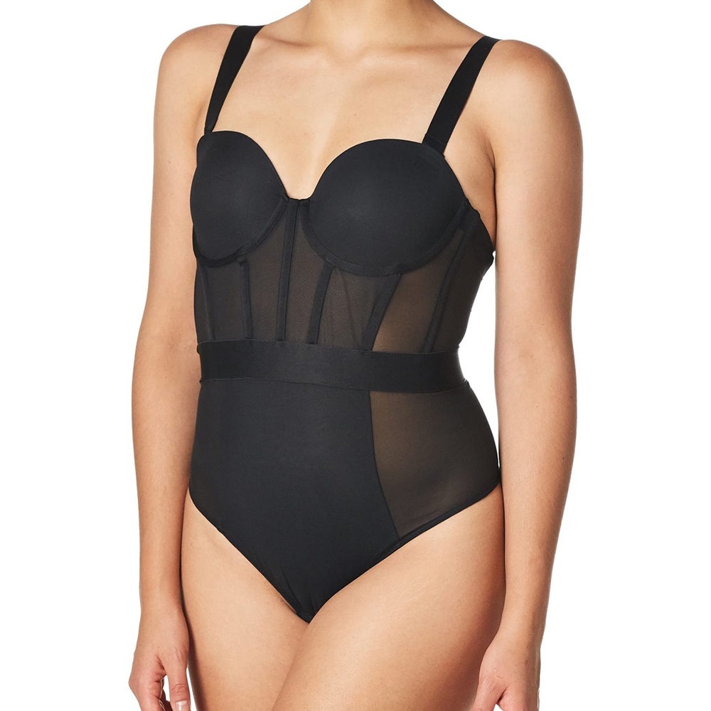 NWT DKNY Black Sheer Shapewear Bodysuit